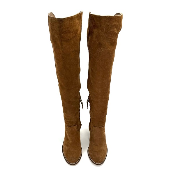 DOLCE VITA OHANNA BROWN GENUINE SUEDE BLOCK HEEL OVER-THE-KNEE/THIGH HIGH BOOTS - Picture 11 of 13